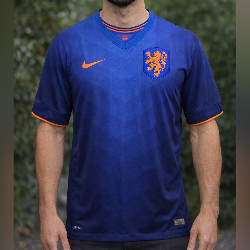 Nike Men's Blue and Orange Netherlands Football Jersey XXL Fits Slim